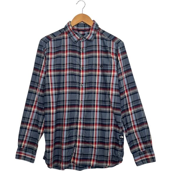 The North Face Button Down Mens Medium Blue Plaid Button Up Outdoor Classic - Picture 1 of 13